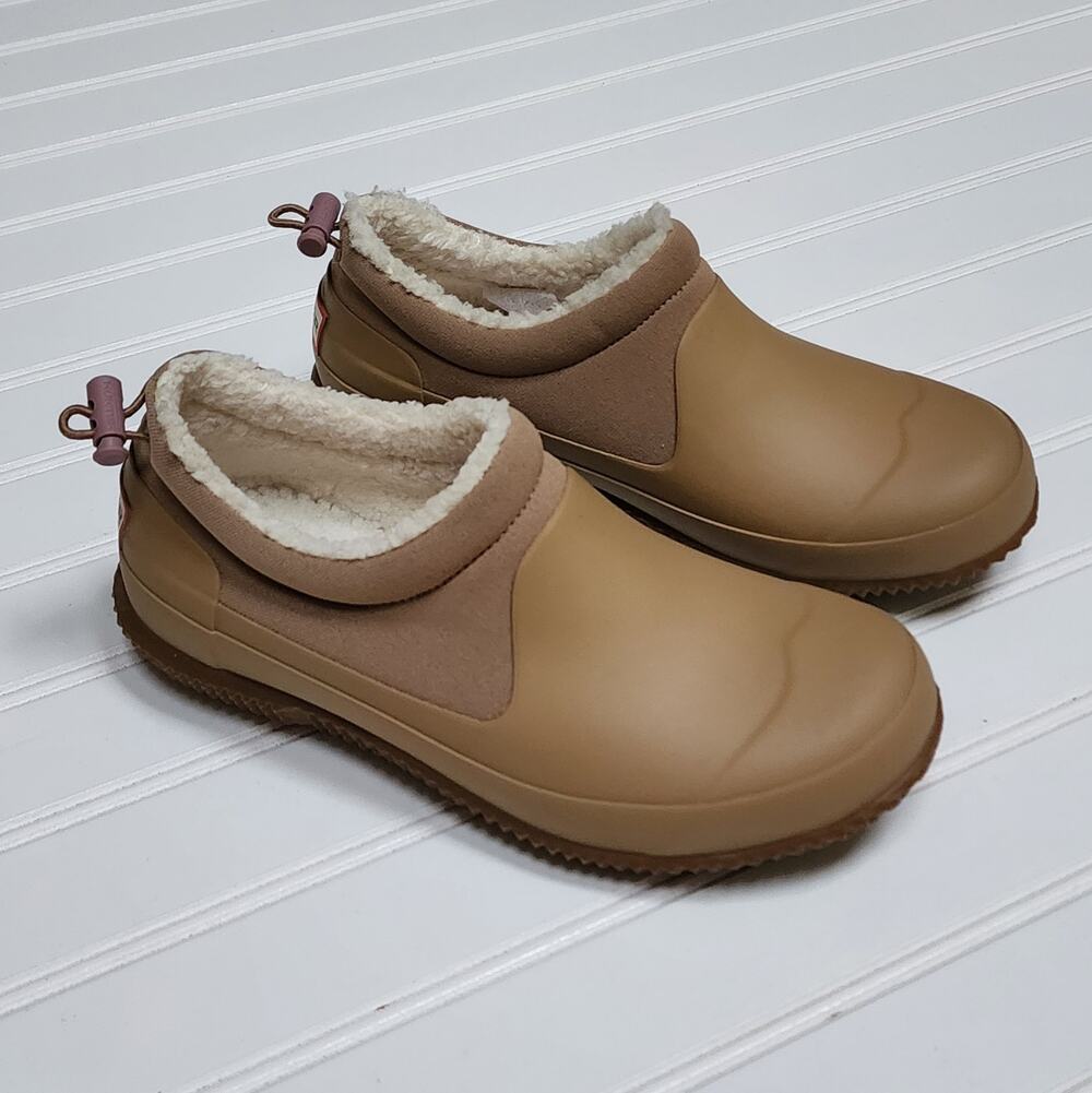 Hunter Women's Original Insulated Sherpa Waterproof Slip On Shoes Size 6 Tan